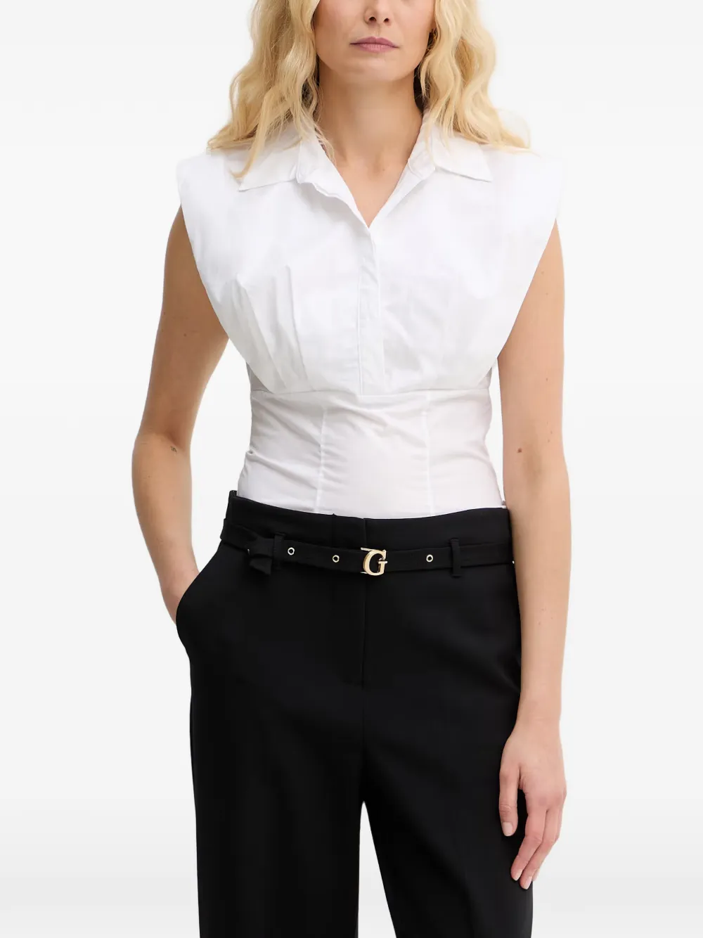 GUESS USA pleated sleeveless shirt - Weiß