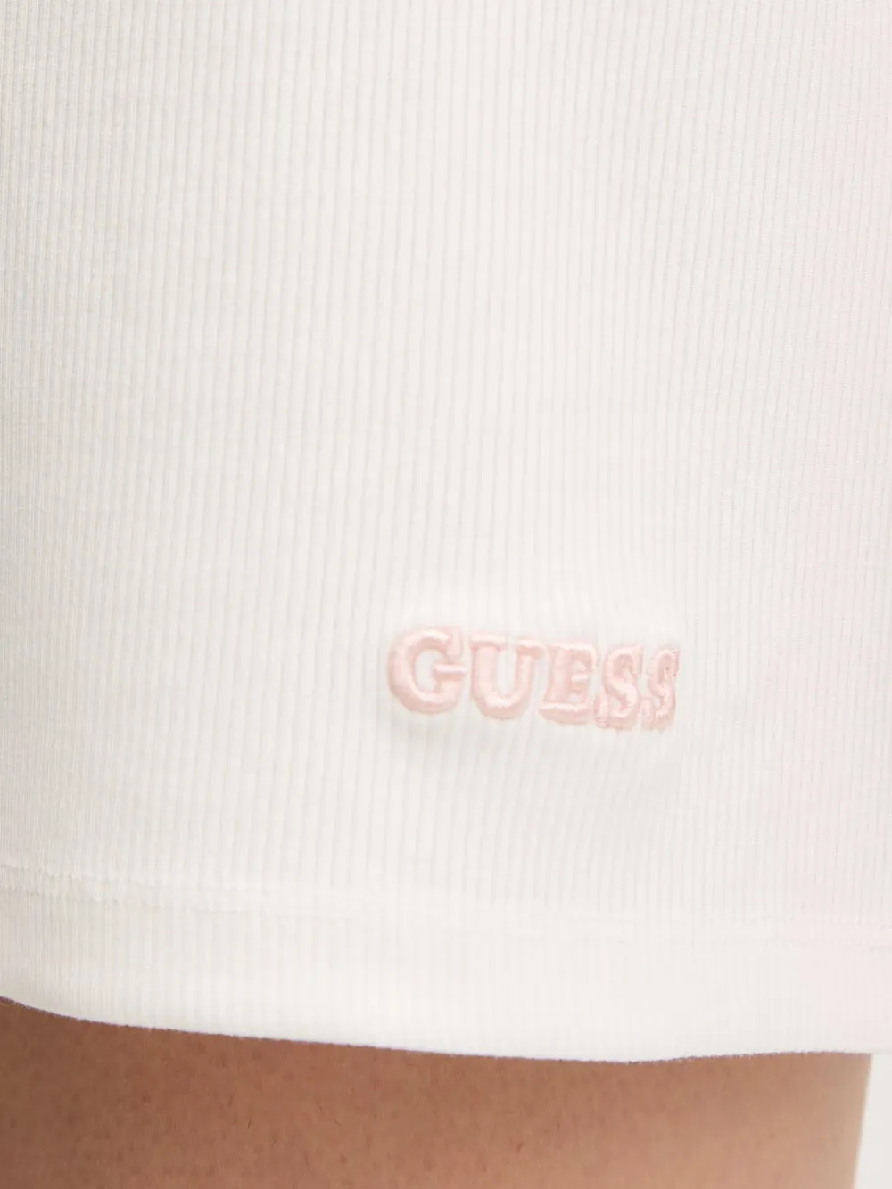 GUESS USA Stella ribgebreide mini-jurk met diepe ronde hals Wit