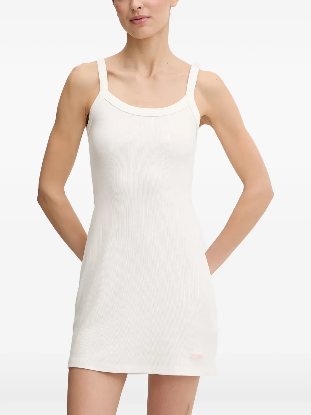 GUESS USA Stella ribbed-knit scoop-neck mini dress - Bianco