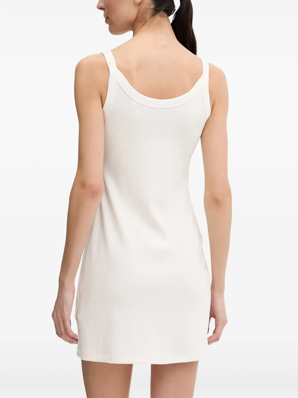 GUESS USA Stella ribgebreide mini-jurk met diepe ronde hals Wit