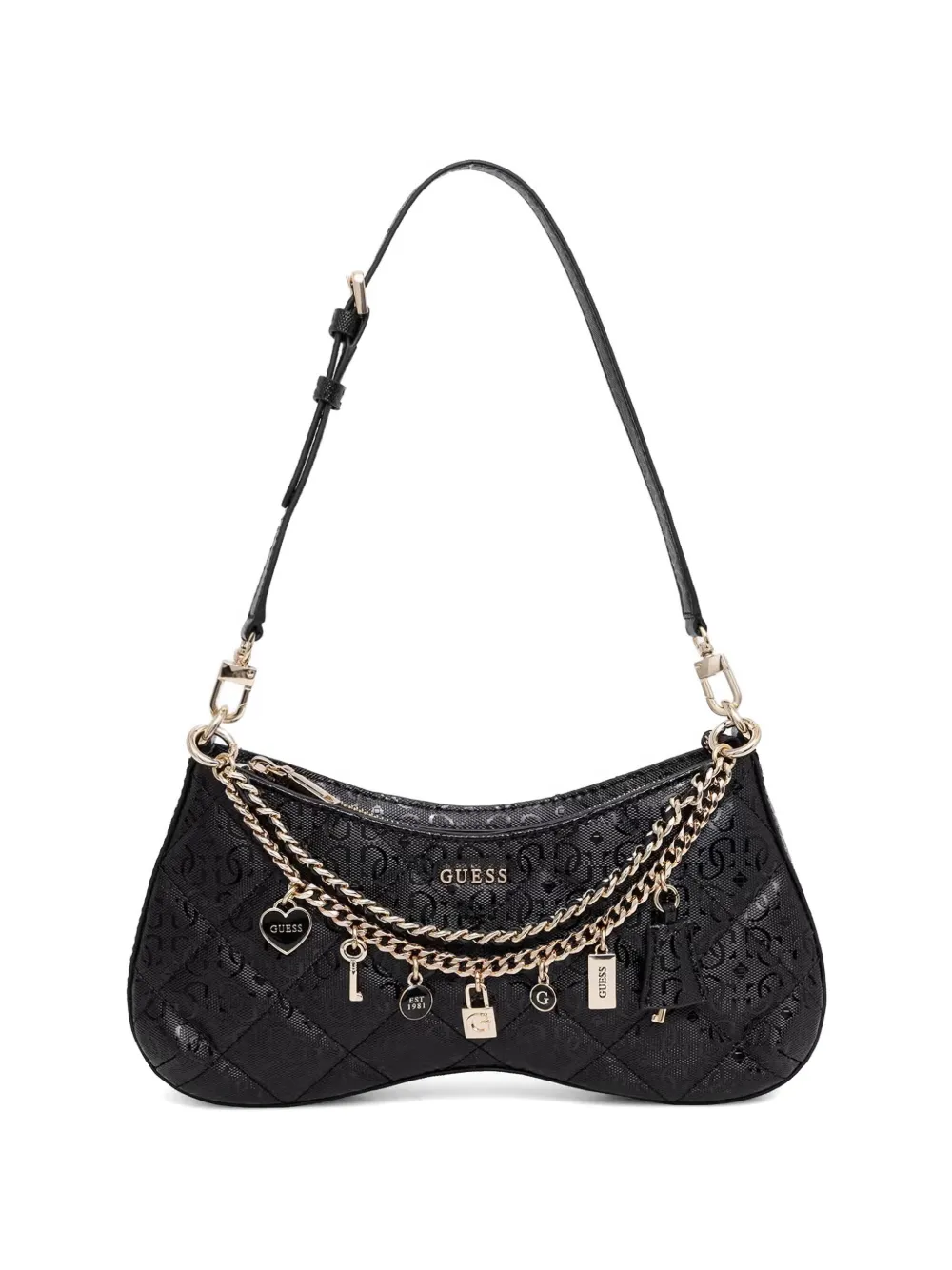 GUESS USA Libby quilted charm-detail shoulder bag - Nero