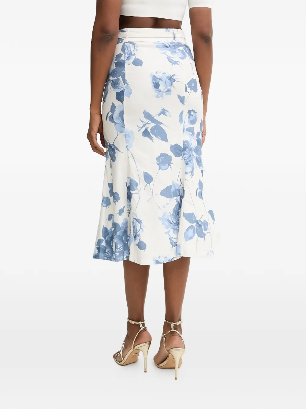GUESS USA Ryan midi-rok met bloemenprint en ceintuur Wit