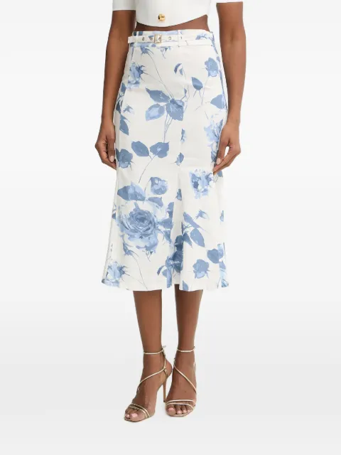 GUESS USA — Ryan floral-print belted mid-skirt
