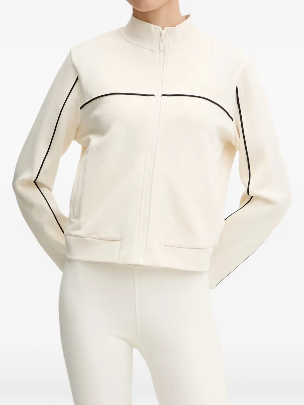 GUESS USA logo-embroidered piping sweatshirt - Nude