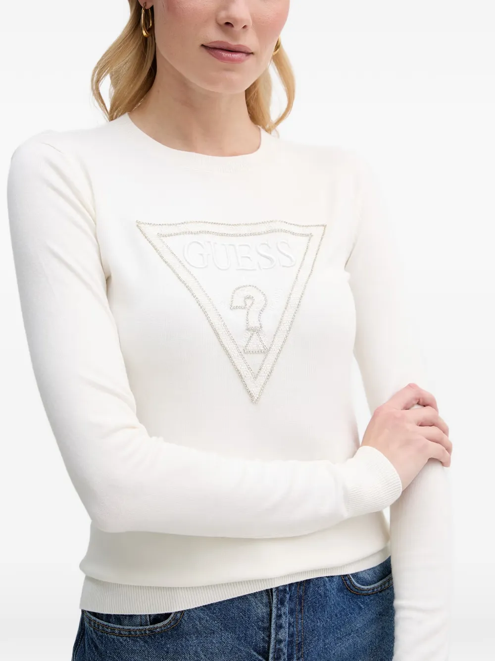 GUESS USA Trui verfraaid met logo Wit