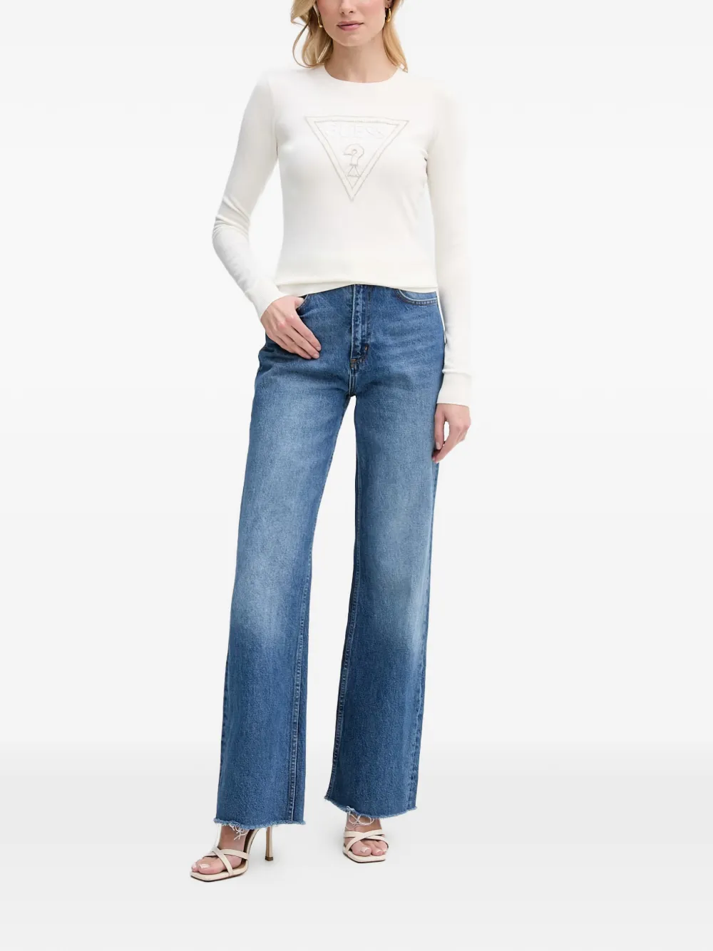 GUESS USA Trui verfraaid met logo Wit