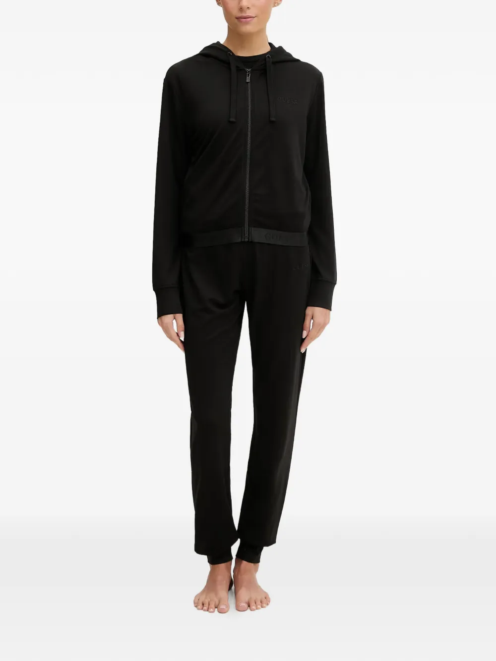 GUESS USA Junie hoodie met geborduurd logo en rits Zwart