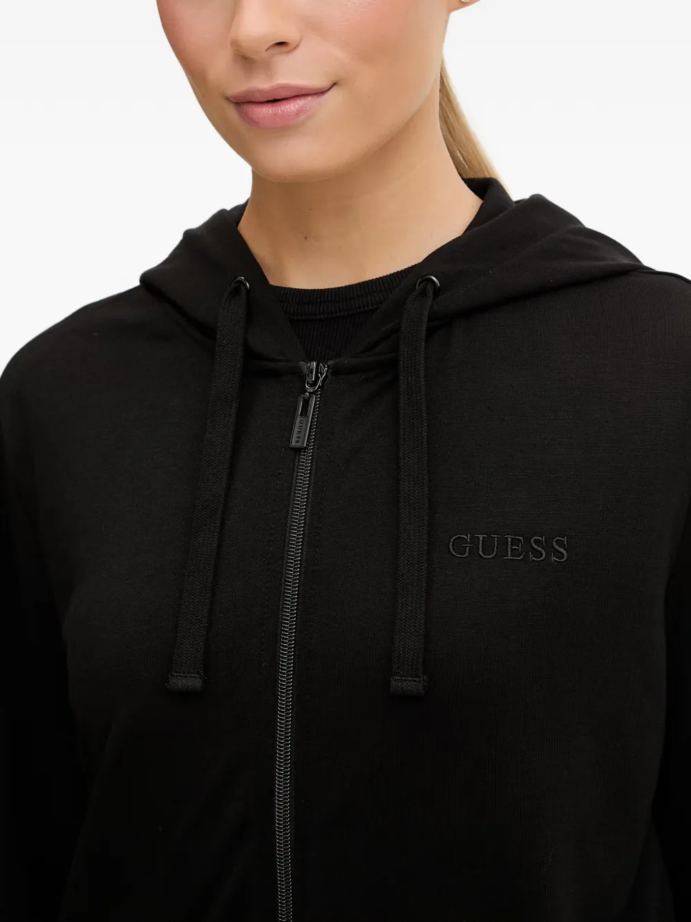 GUESS USA Junie hoodie met geborduurd logo en rits Zwart