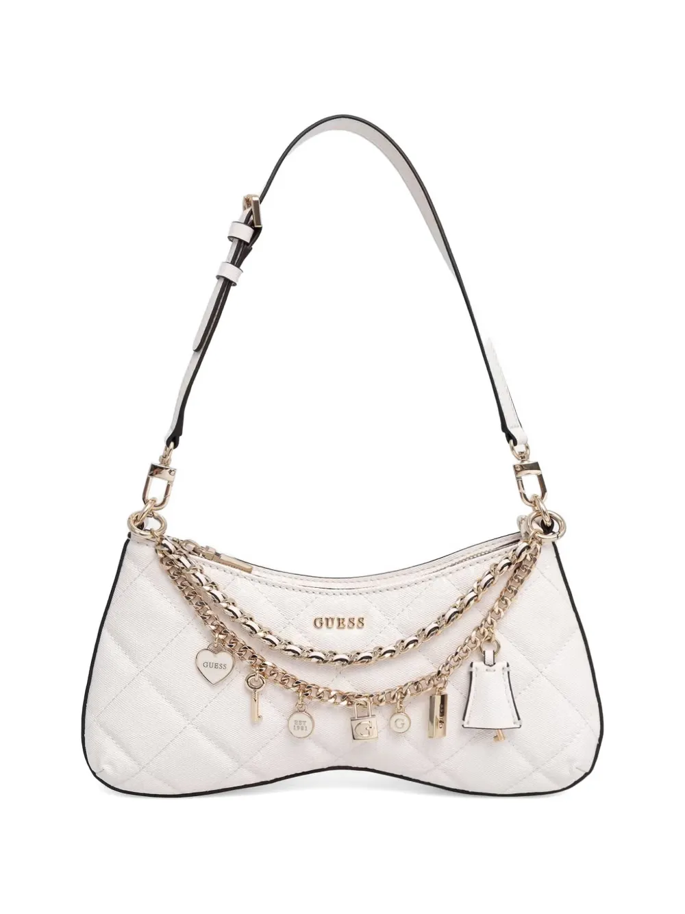 GUESS USA Libby quilted charm-embellished shoulder bag - Bianco