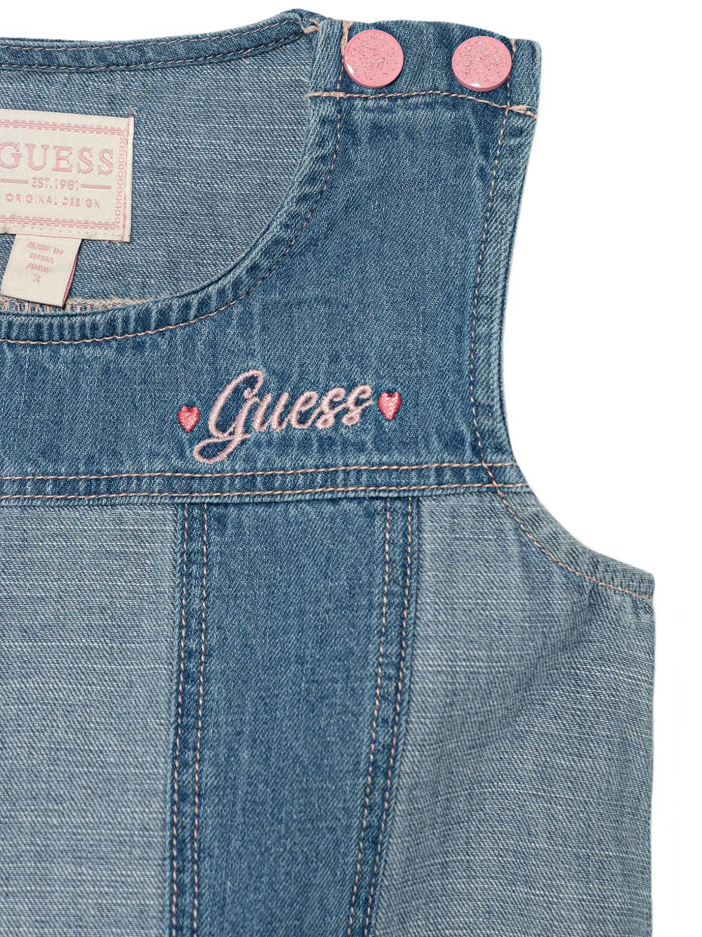 guess kids panelled sleeveless mini dress Blauw