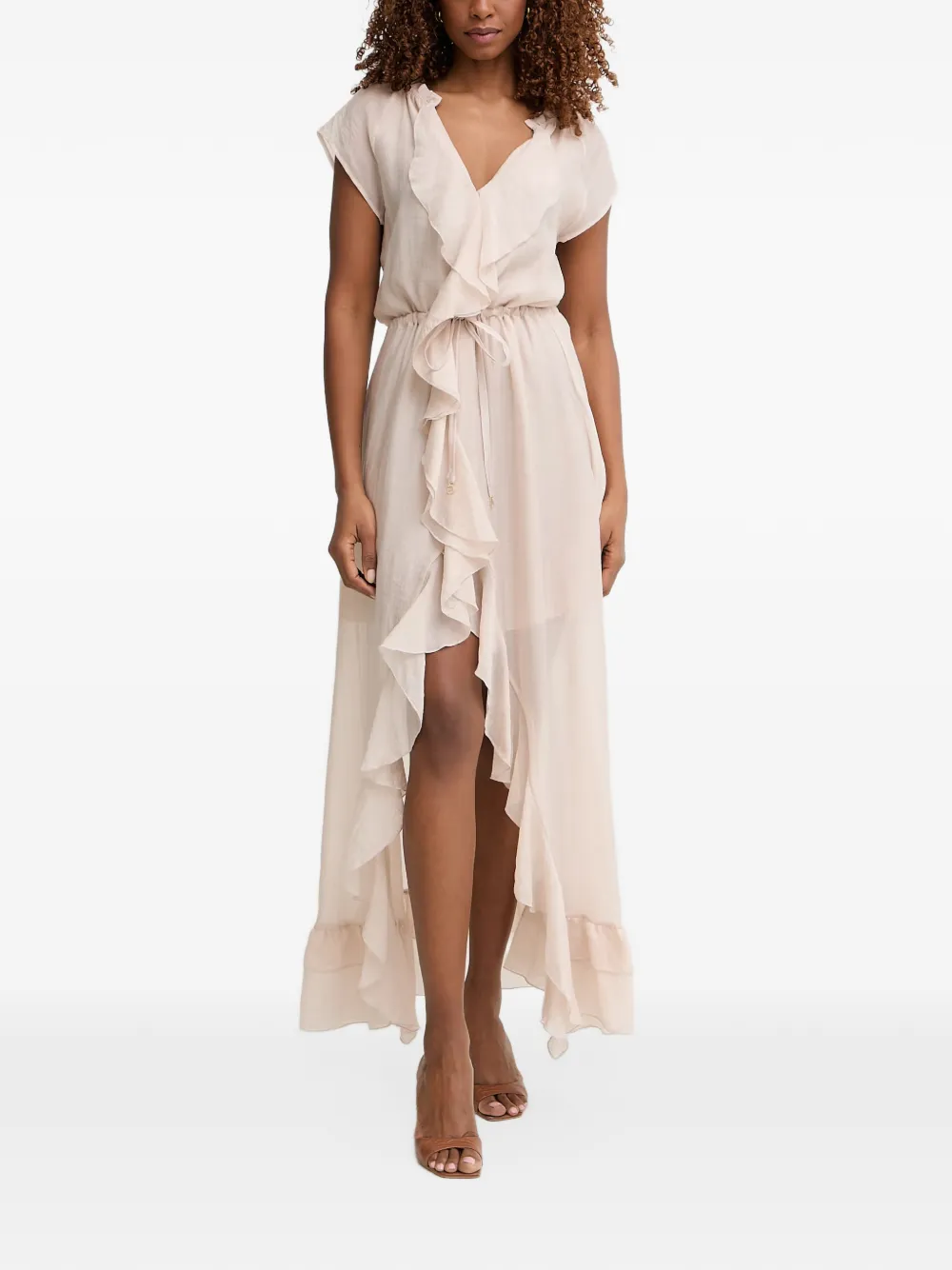 GUESS USA Maxi-jurk met ruches Beige