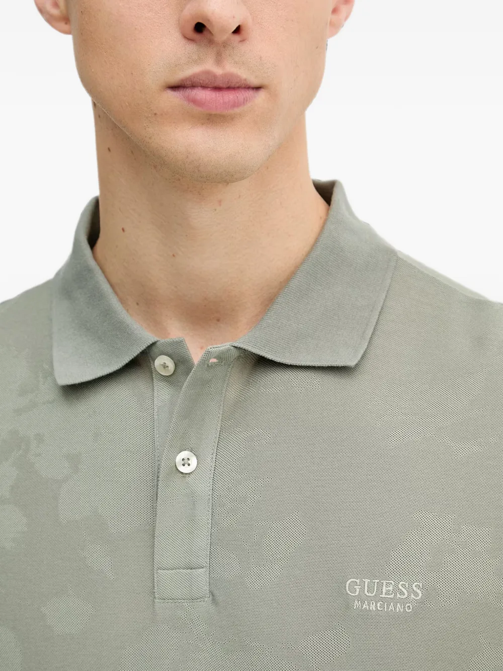 GUESS USA floral-print polo shirt Groen