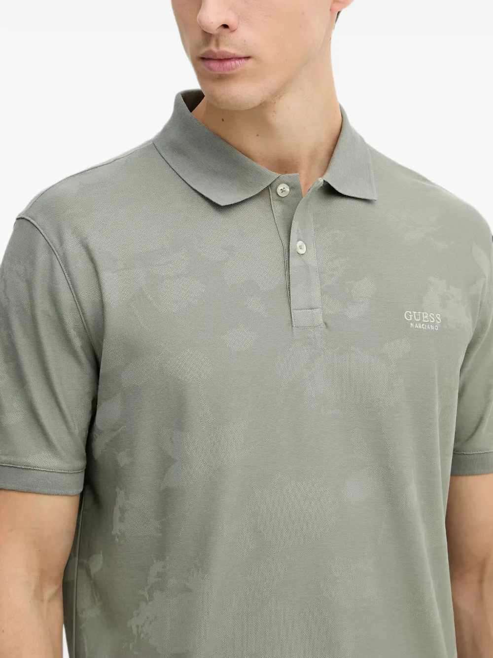 GUESS USA floral-print polo shirt Groen