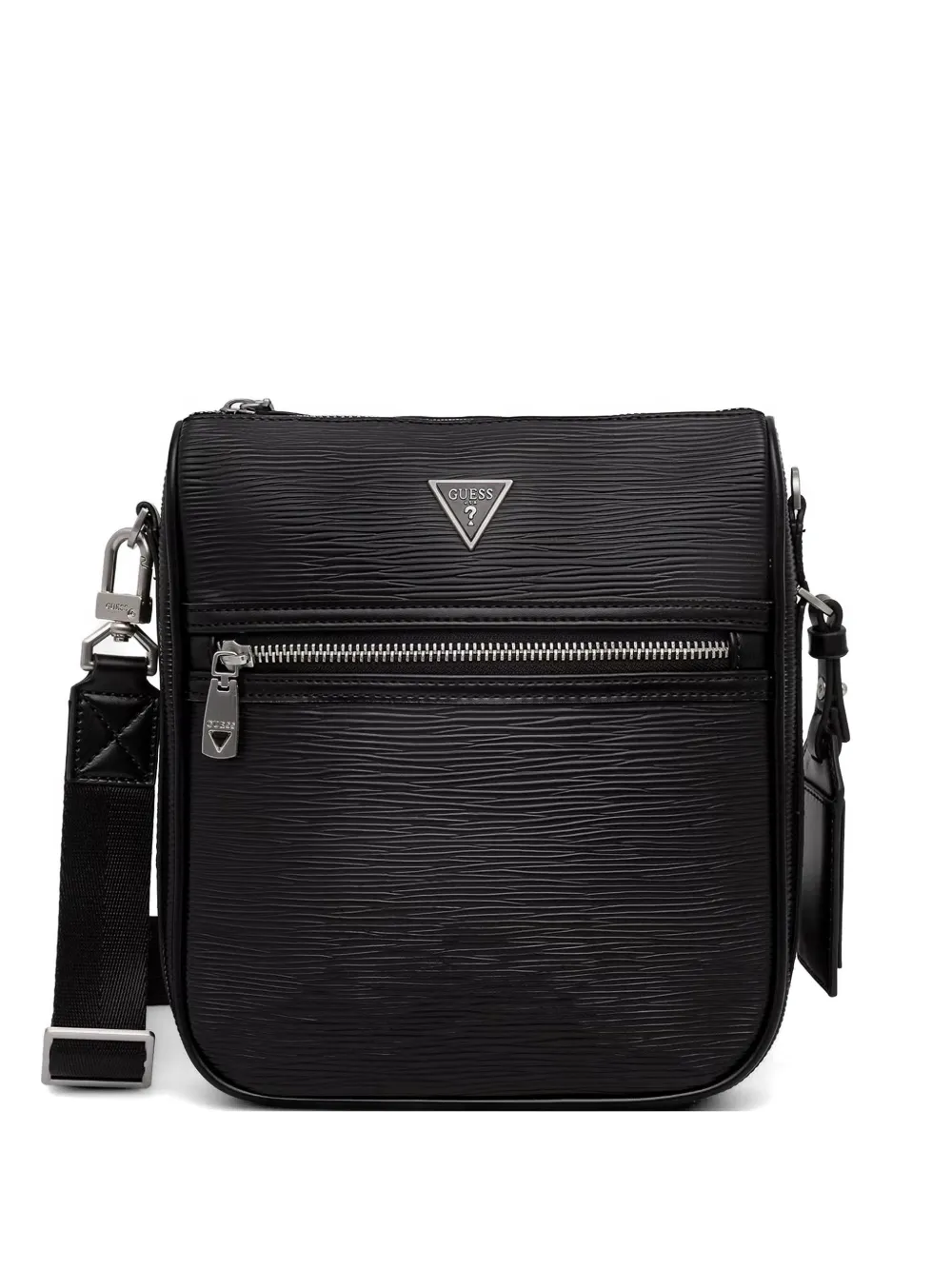 GUESS USA Milano logo-plaque textured messenger bag - Nero