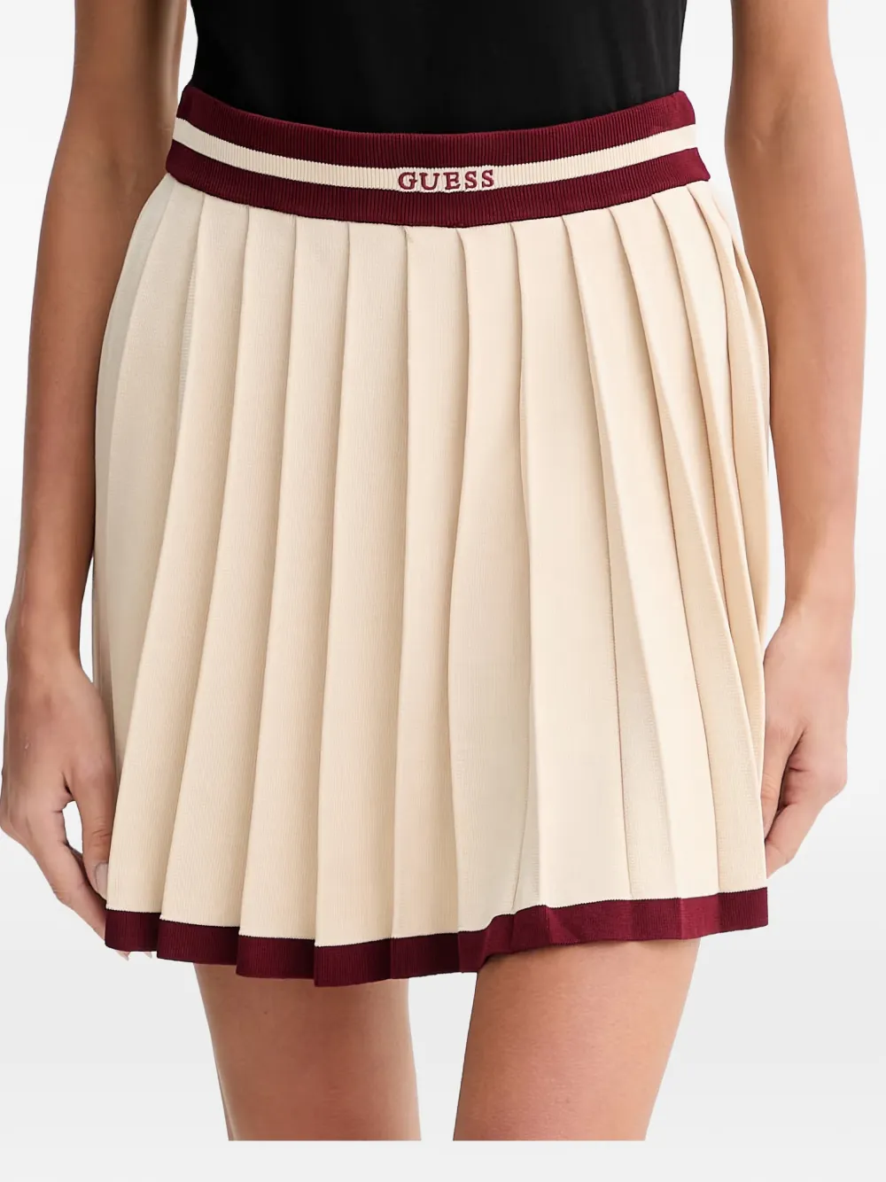 GUESS USA logo-waistband pleated mini skirt - Toni neutri