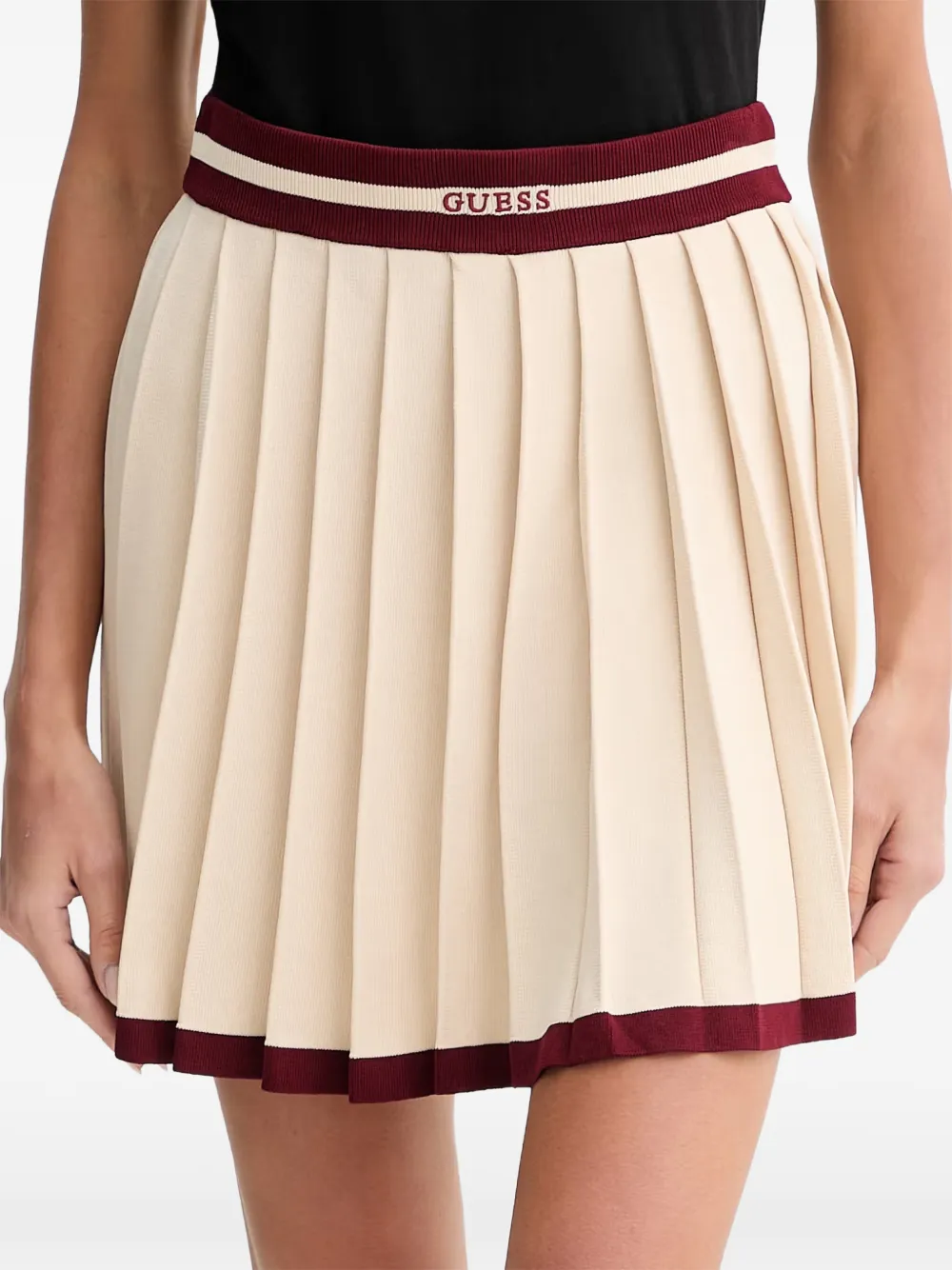 GUESS USA logo-waistband pleated mini skirt - Toni neutri