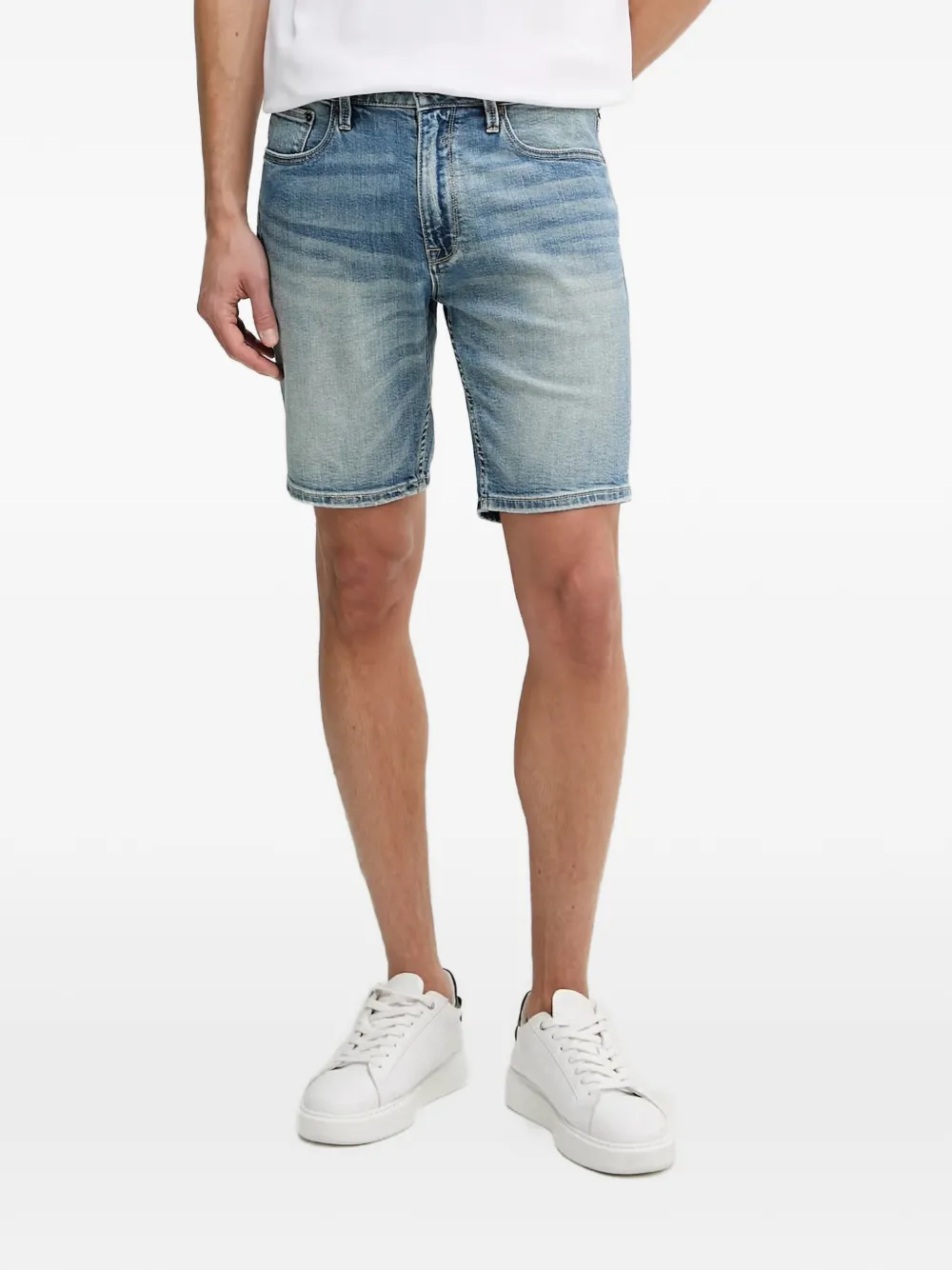 GUESS USA logo-patch denim shorts - Blu