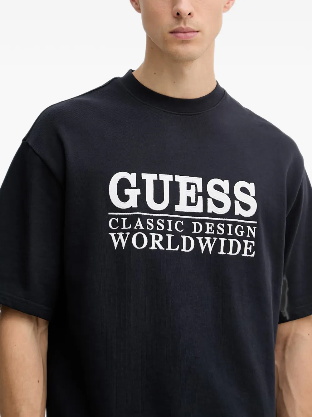GUESS USA T-shirt met geborduurd logo Zwart