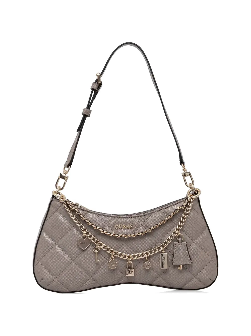 GUESS USA Libby quilted charm-embellished shoulder bag - Grau