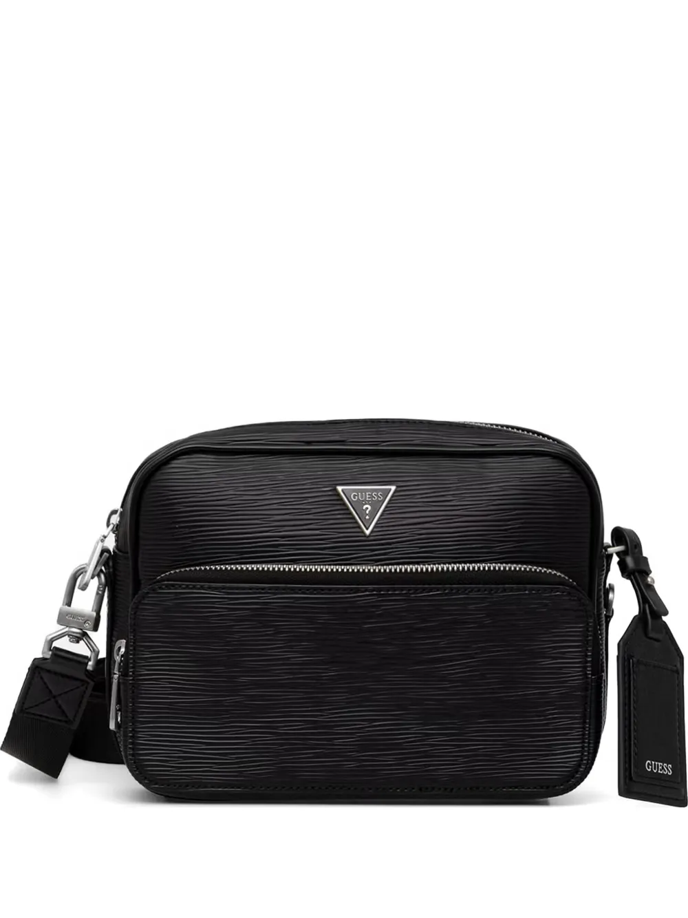 GUESS USA Milano logo-plaque textured shoulder bag - Nero