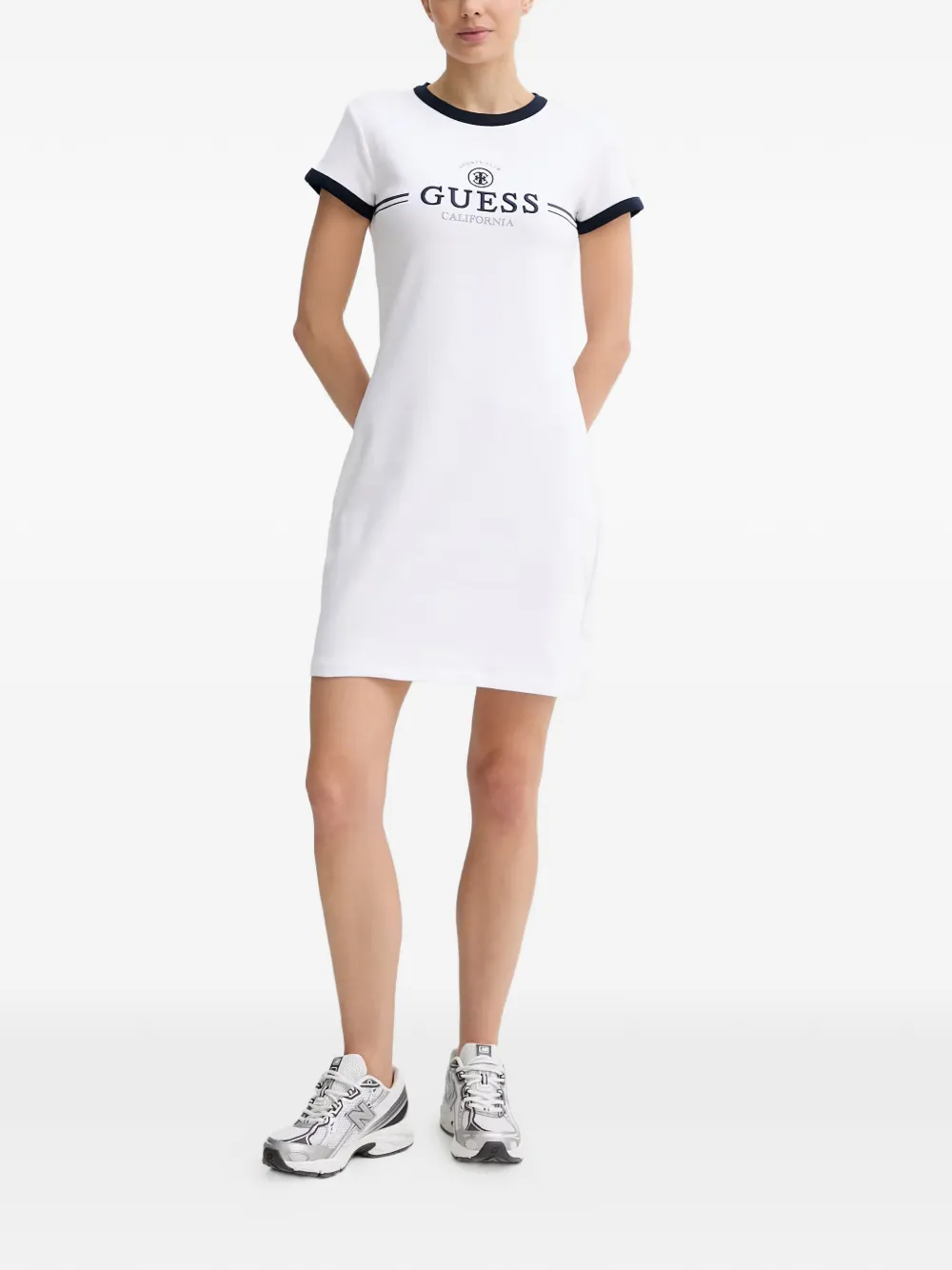 GUESS USA Minikleid mit Logo-Stickerei - Weiß