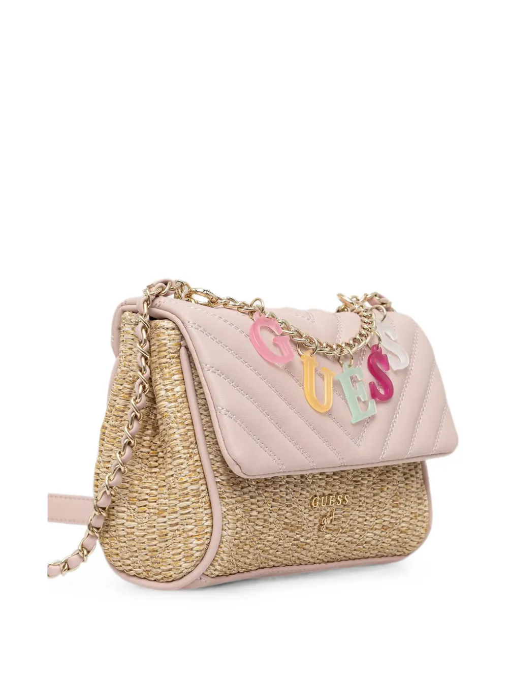 guess kids chevron-quilted shoulder bag - Nude