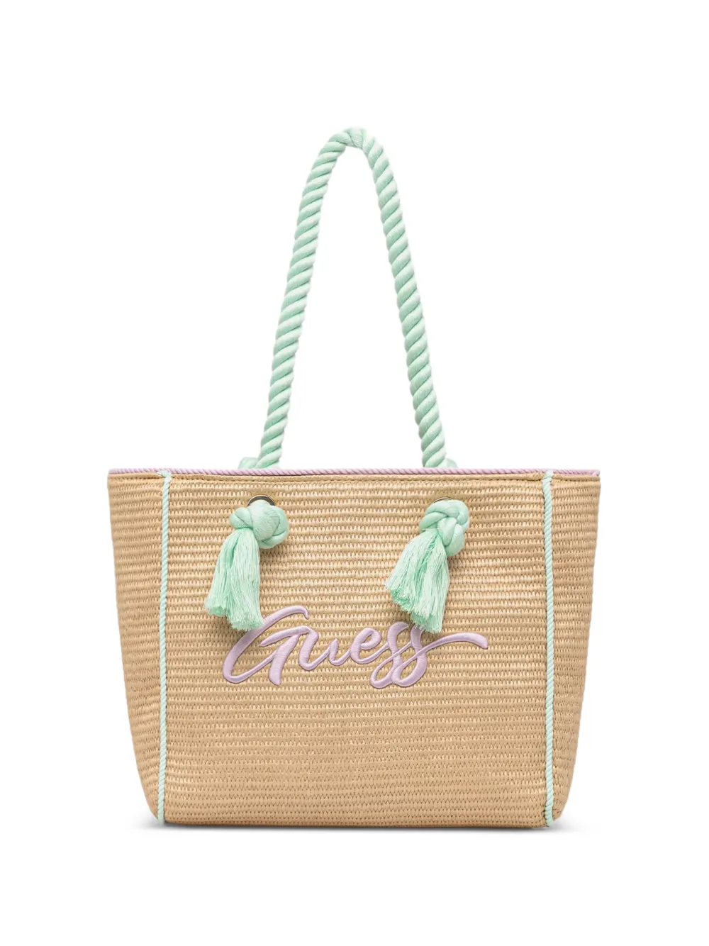guess kids embroidere-logo rope-handle tote bag - Nude