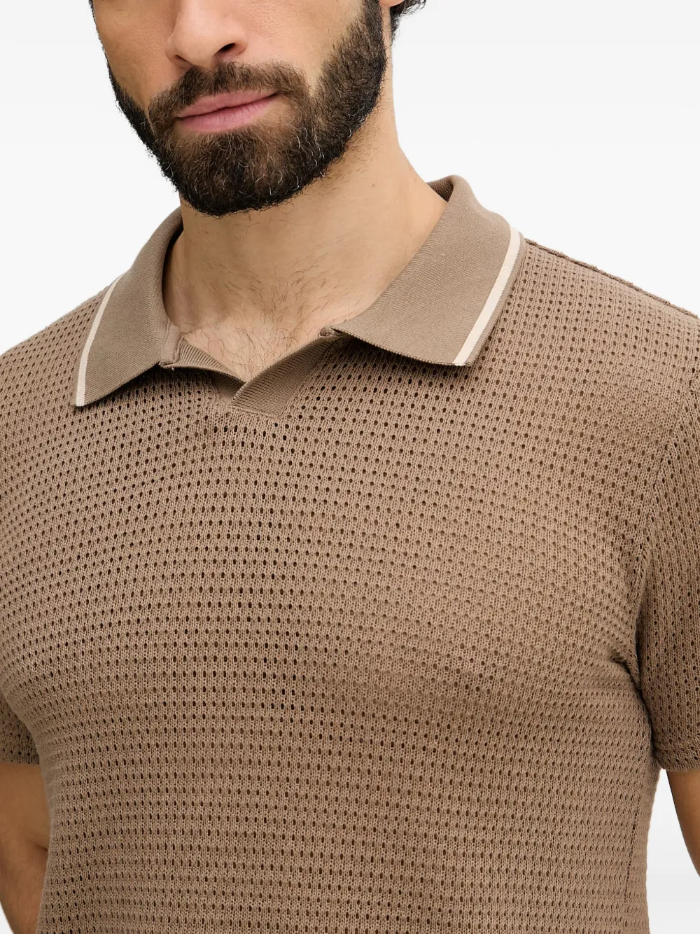 GUESS USA Daryl opengebreid T-shirt met polokraag Bruin