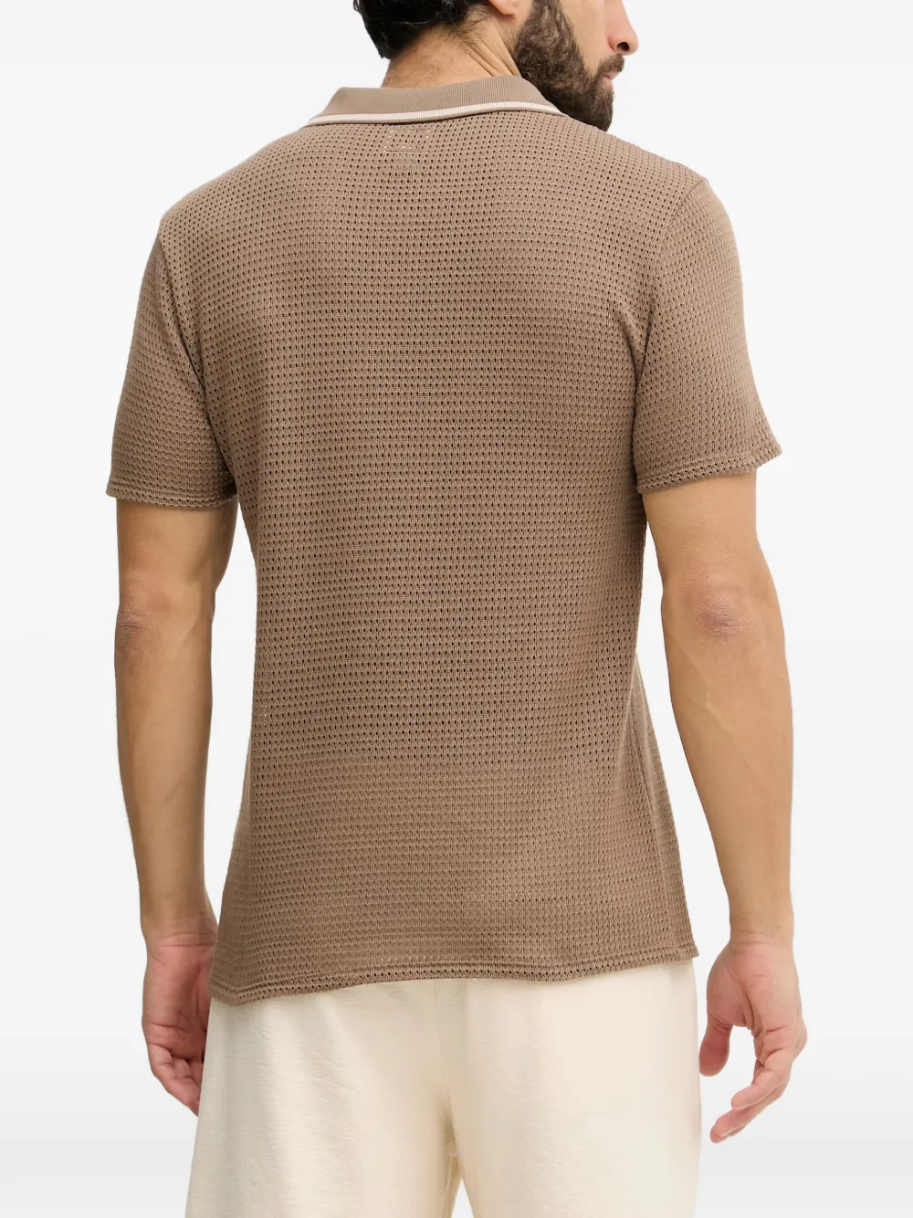 GUESS USA Daryl opengebreid T-shirt met polokraag Bruin