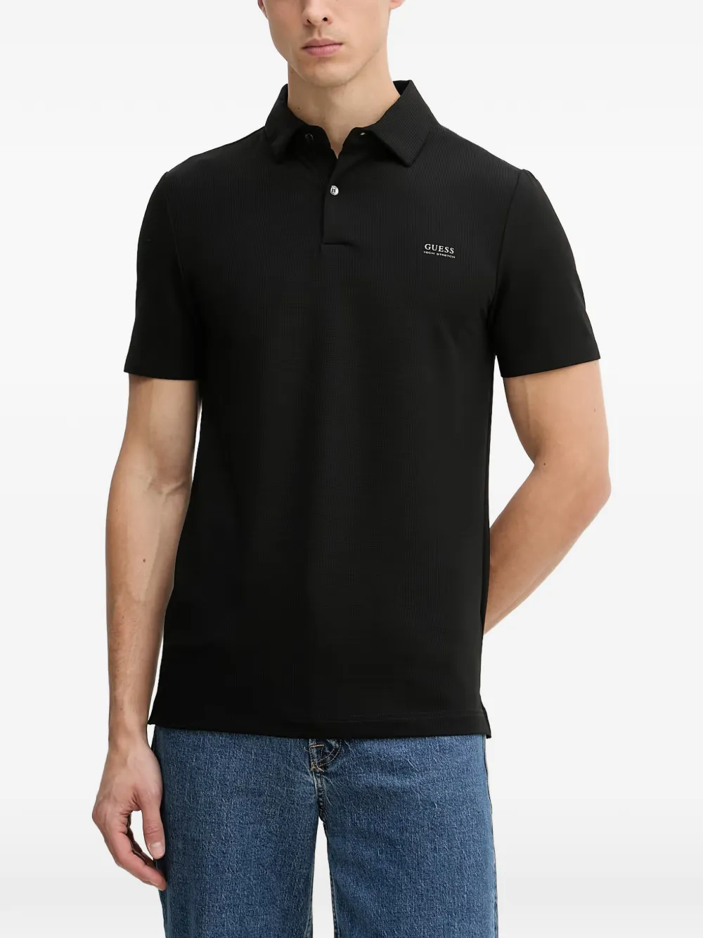 GUESS USA logo-print polo shirt - Schwarz