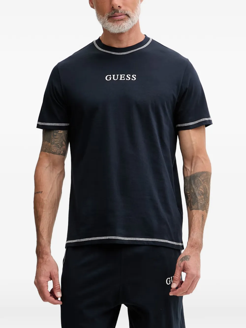 GUESS USA contrast-stitch logo-print pajamas - Blau