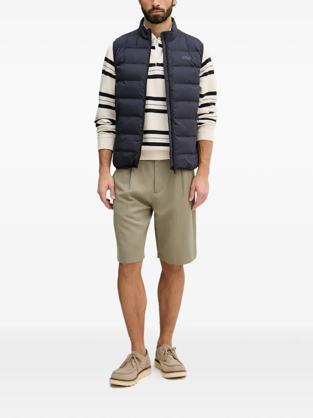 GUESS USA Gestreepte trui met polokraag en lange mouwen Beige