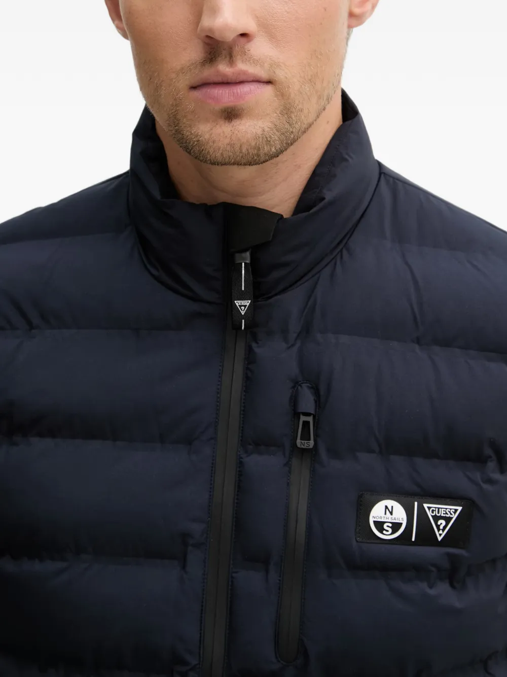 GUESS USA x North Sails bodywarmer met logopatch Blauw