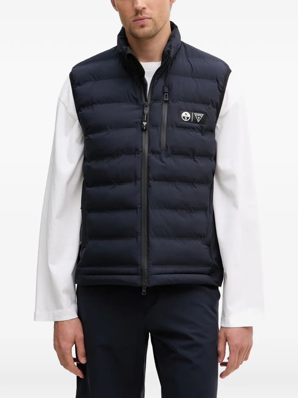 GUESS USA x North Sails quilted logo-patch gilet - Blue