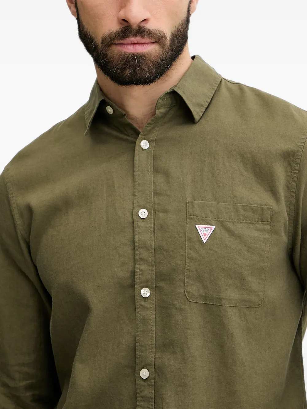 GUESS USA Overhemd met logopatch Groen