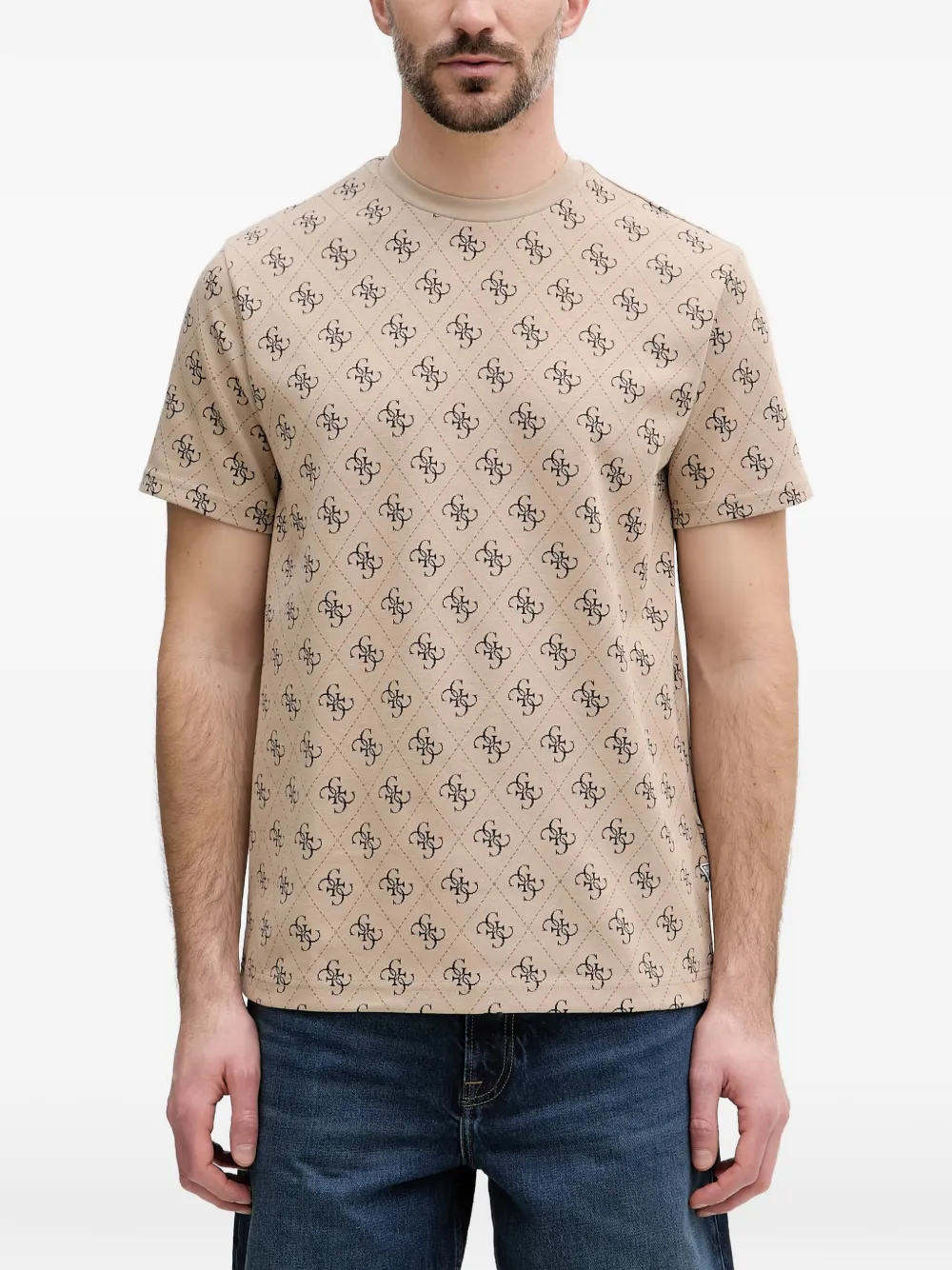 GUESS USA monogram-print T-shirt - Nude