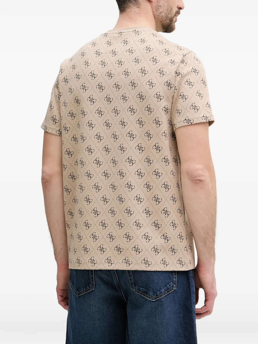 GUESS USA T-shirt met monogramprint Beige