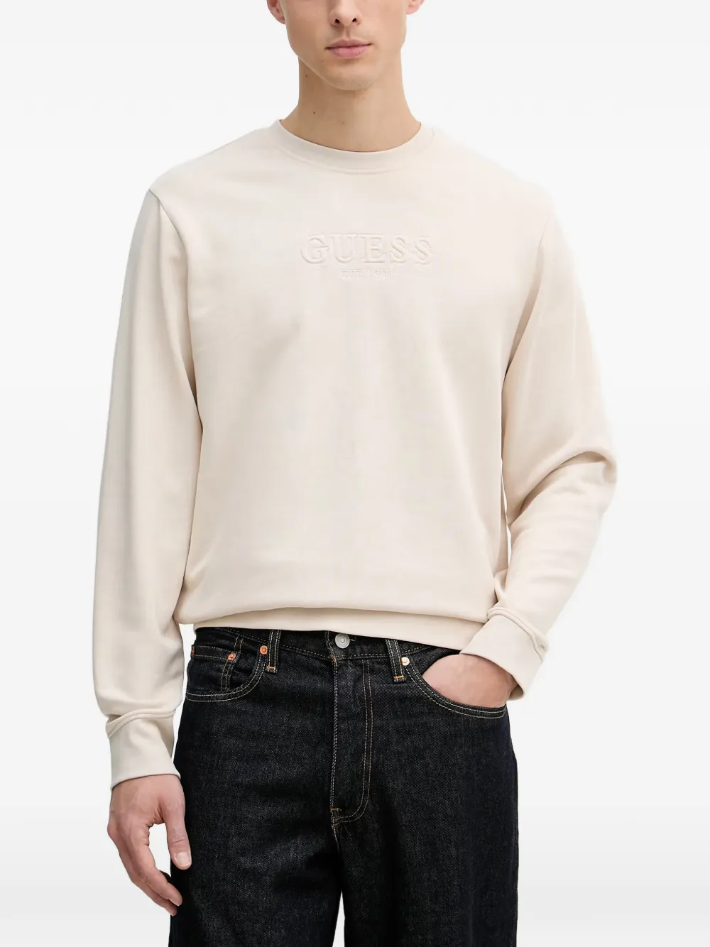 GUESS USA logo-embroidered sweatshirt - Nude