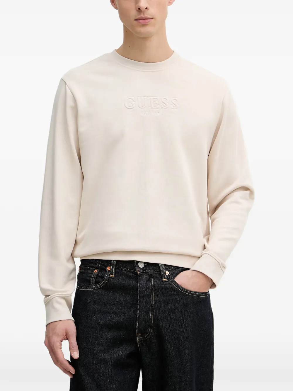 GUESS USA logo-embroidered sweatshirt - Toni neutri