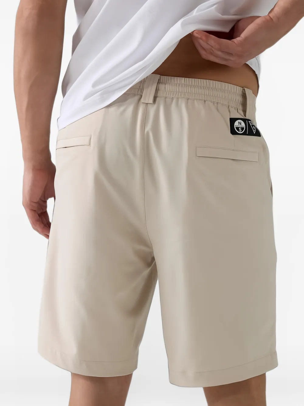 GUESS USA Shorts met logopatch en trekkoord Beige