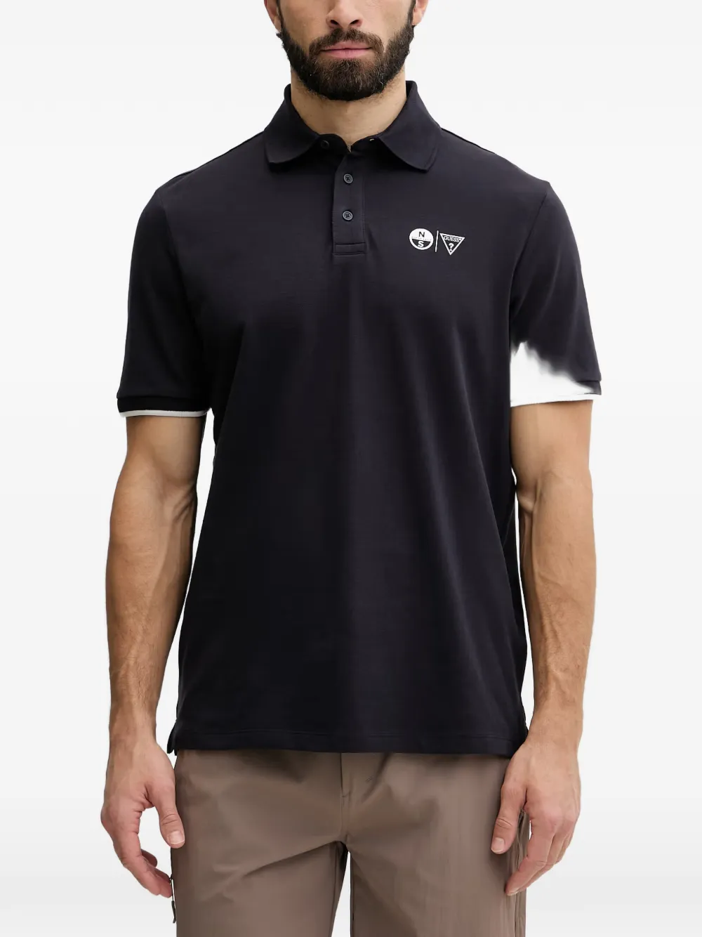GUESS USA x North Sails logo-print tipped polo shirt - Blau