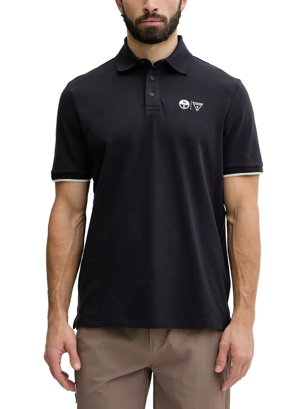 GUESS USA x North Sails logo-print tipped polo shirt - Blu