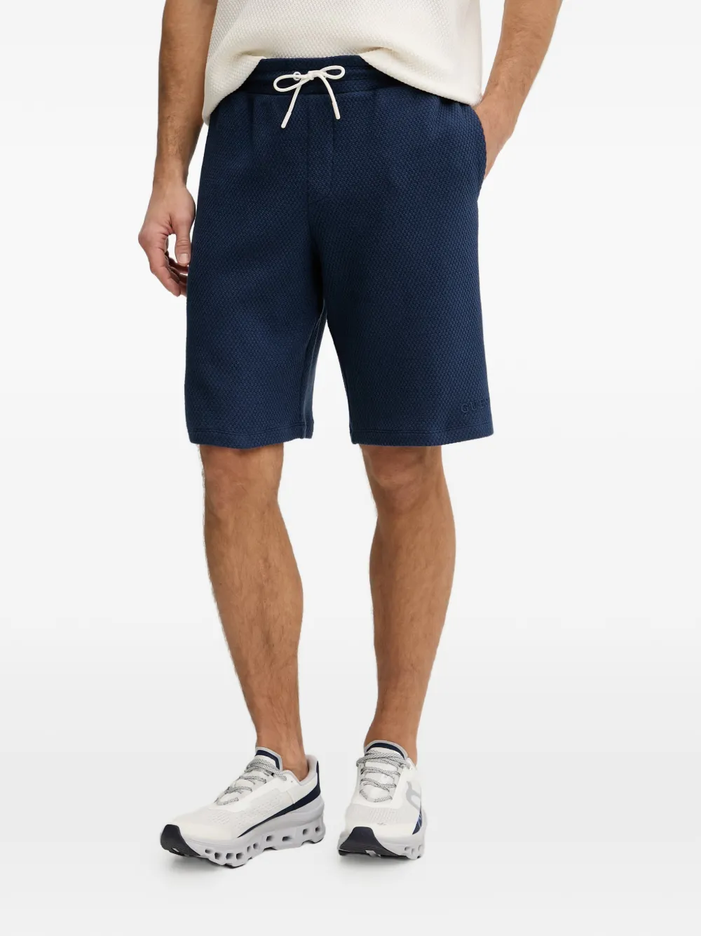 GUESS USA waffle-knit drawstring-waist shorts - Blu