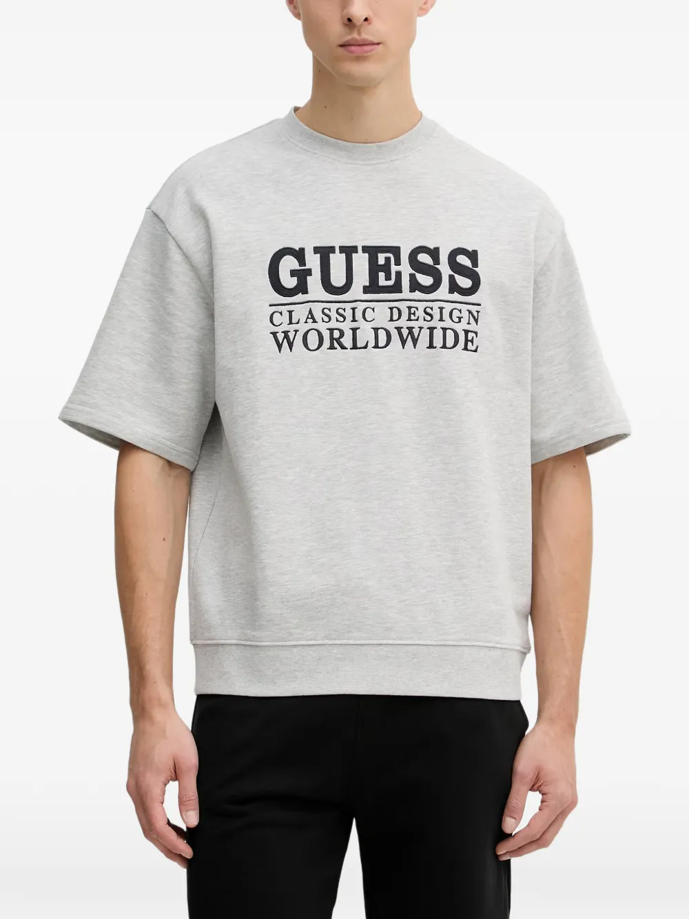 GUESS USA logo-embroidered short-sleeve T-shirt - Grigio