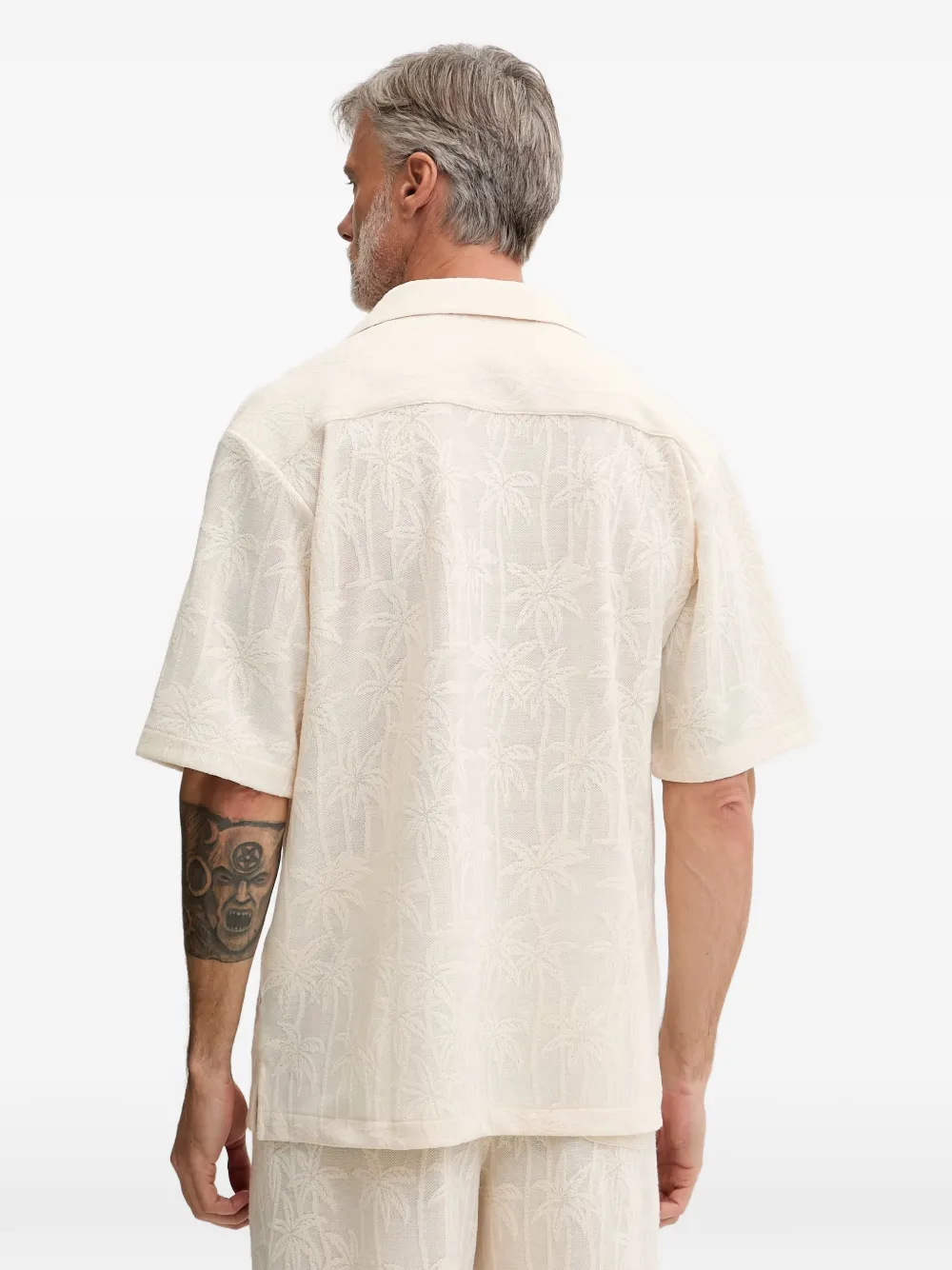 GUESS USA Overhemd met palmboomjacquard Beige