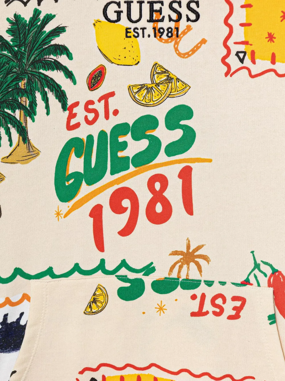 guess kids graphic-print hoodie Beige