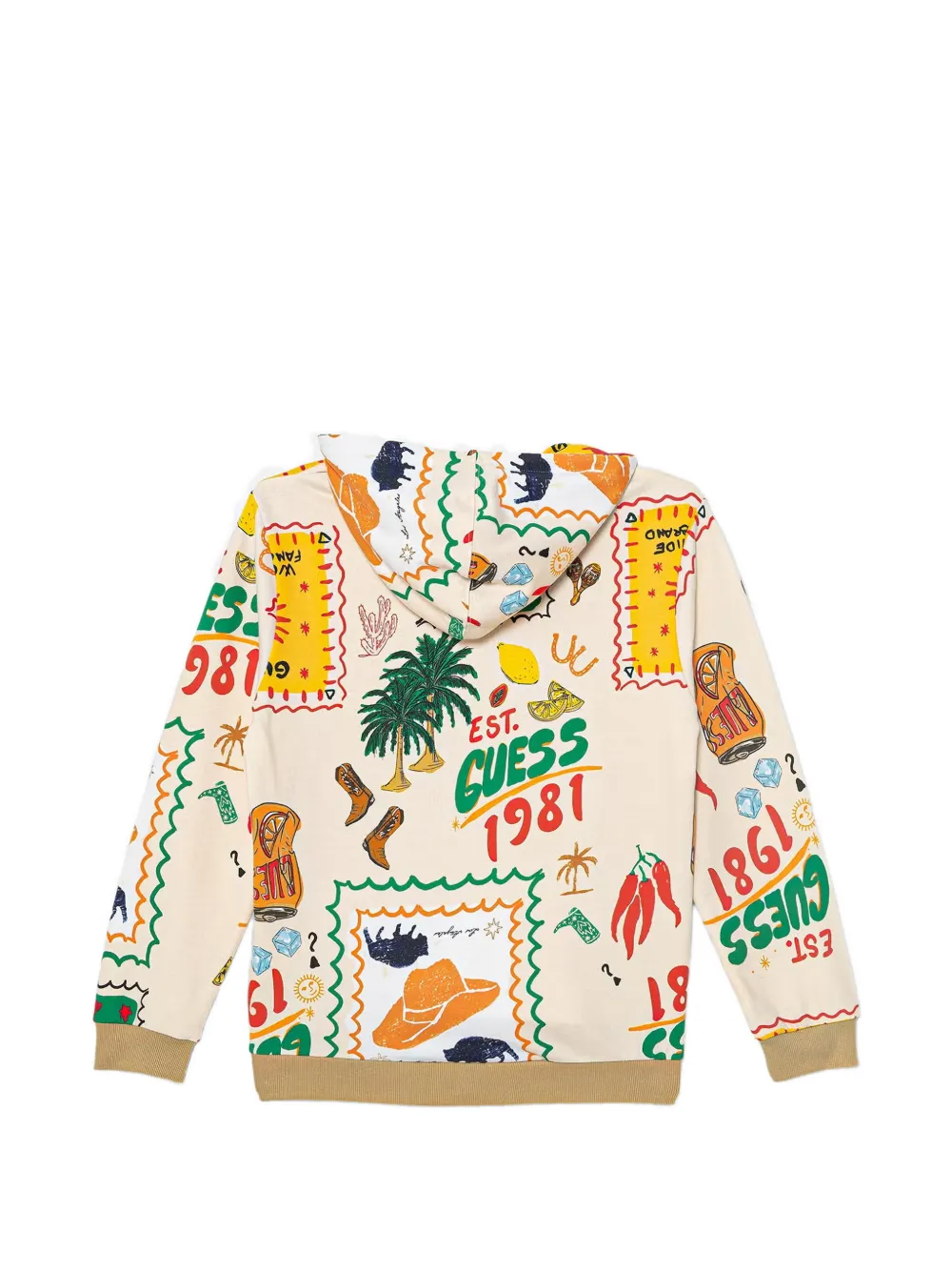 guess kids graphic-print hoodie Beige