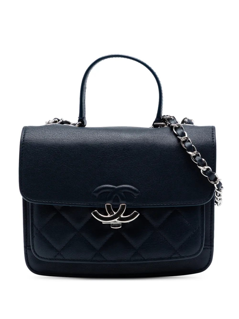 CHANEL Pre-Owned 2018 Small Quilted Goatskin CC Box Flap shoulder bag - Blu
