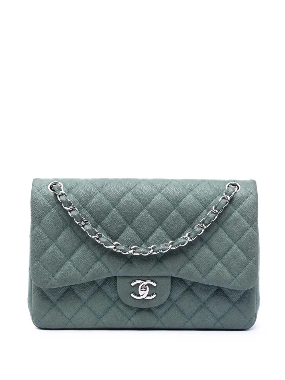 CHANEL Pre-Owned 2012-2013 Jumbo Classic Iridescent Caviar Double Flap shoulder bag - Blue