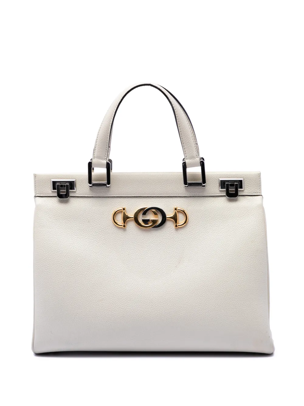 Gucci Pre-Owned 2016-2026 Medium Calfskin Zumi Top Handle Bag satchel - Bianco